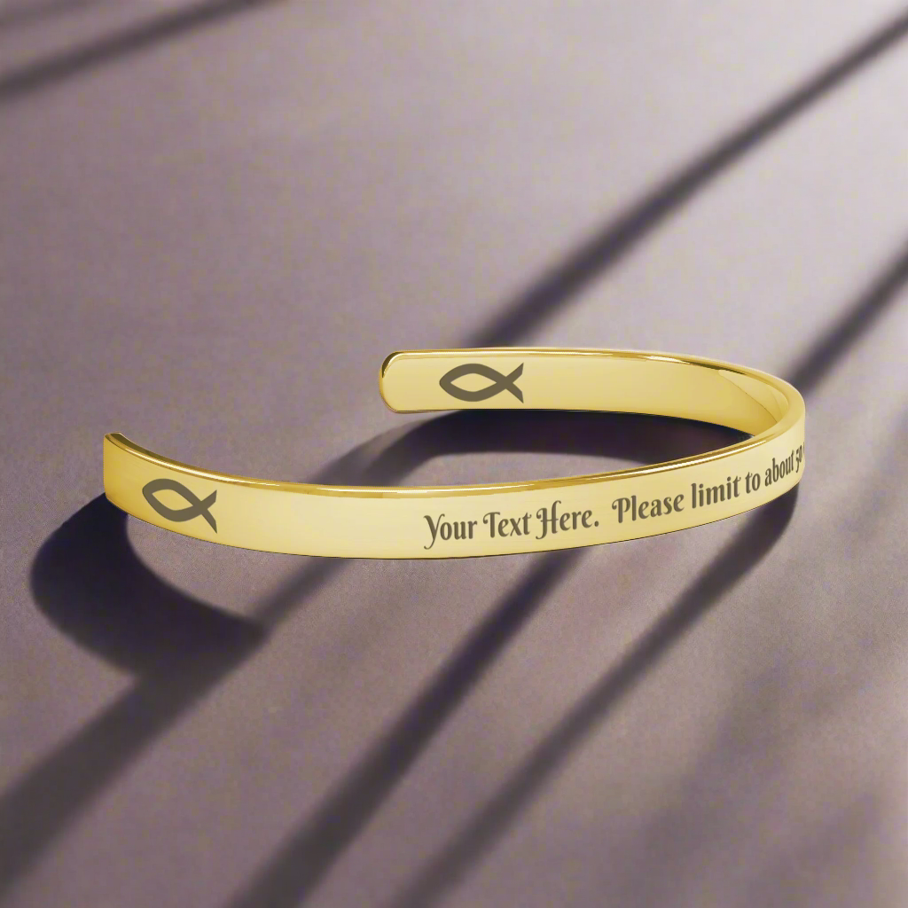 Personalized Christian Cuff Bracelet. Add your own inspirational message or quote! - Jewelry
