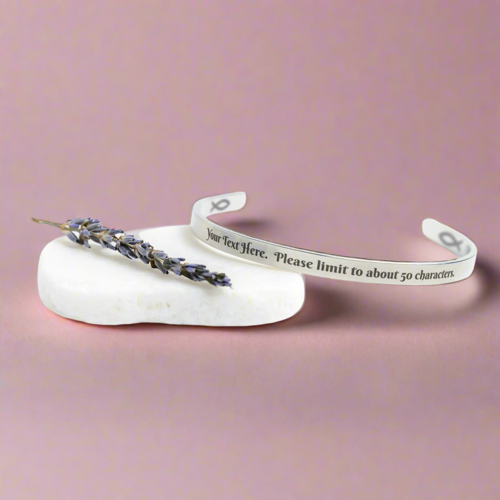 Personalized Christian Cuff Bracelet. Add your own inspirational message or quote! - Jewelry