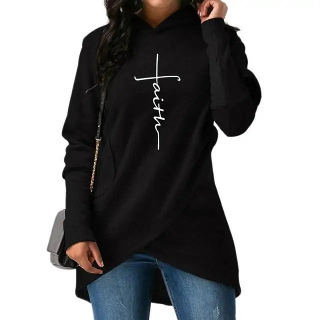 Unique Women’s Faith Christian Hoodie - Black / S - Hoodie