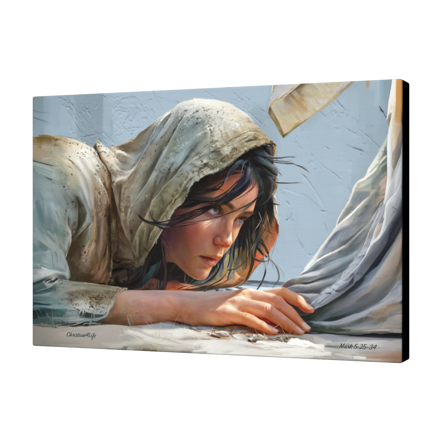 Woman Reaching to Touch the Hem of Jesus' Garment - Christian Gallery Wrapped Canvas Art Print