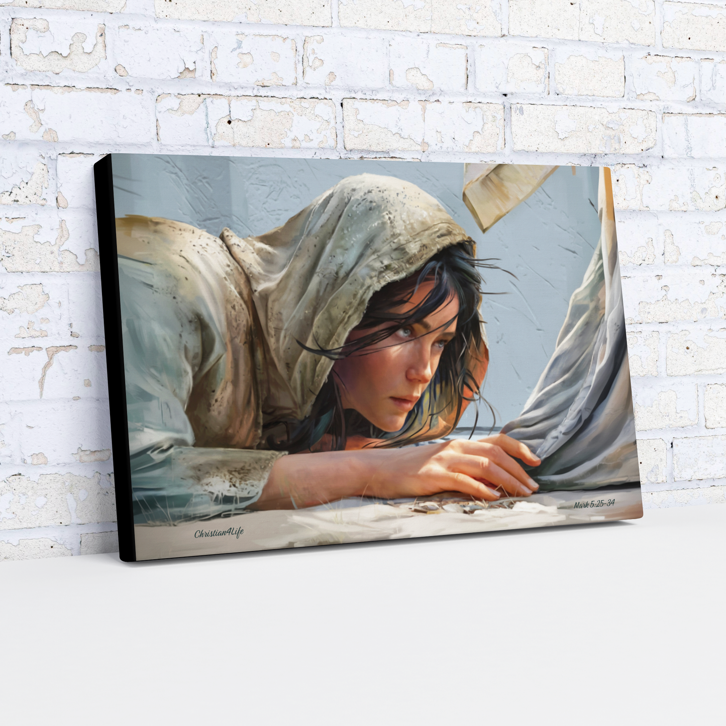 Woman Reaching to Touch the Hem of Jesus' Garment - Christian Gallery Wrapped Canvas Art Print
