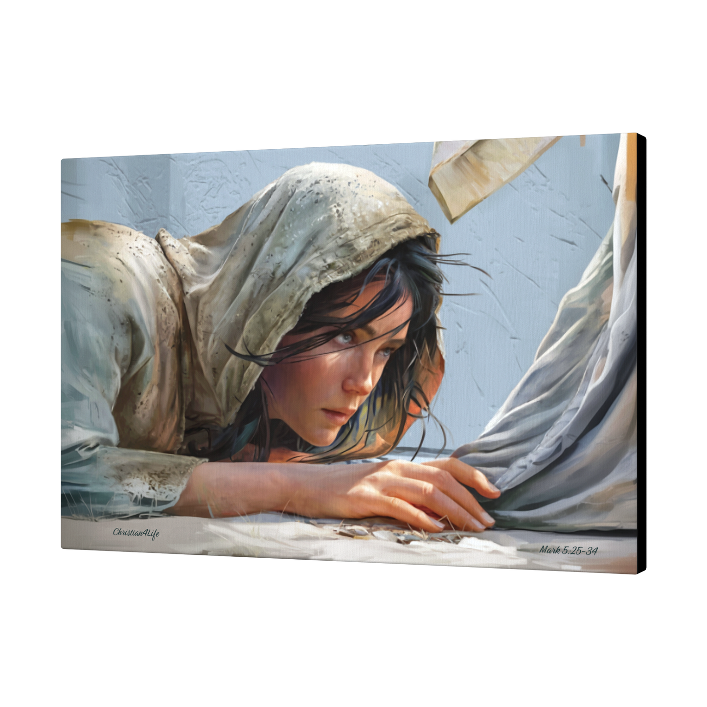 Woman Reaching to Touch the Hem of Jesus' Garment - Christian Gallery Wrapped Canvas Art Print