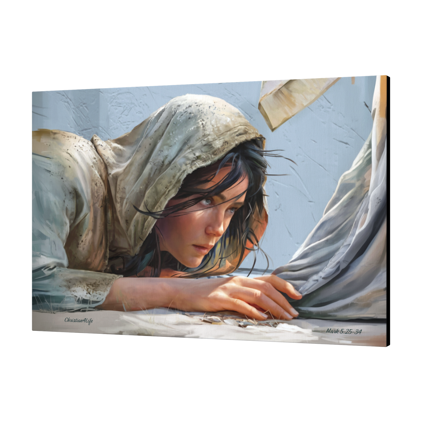 Woman Reaching to Touch the Hem of Jesus' Garment - Christian Gallery Wrapped Canvas Art Print