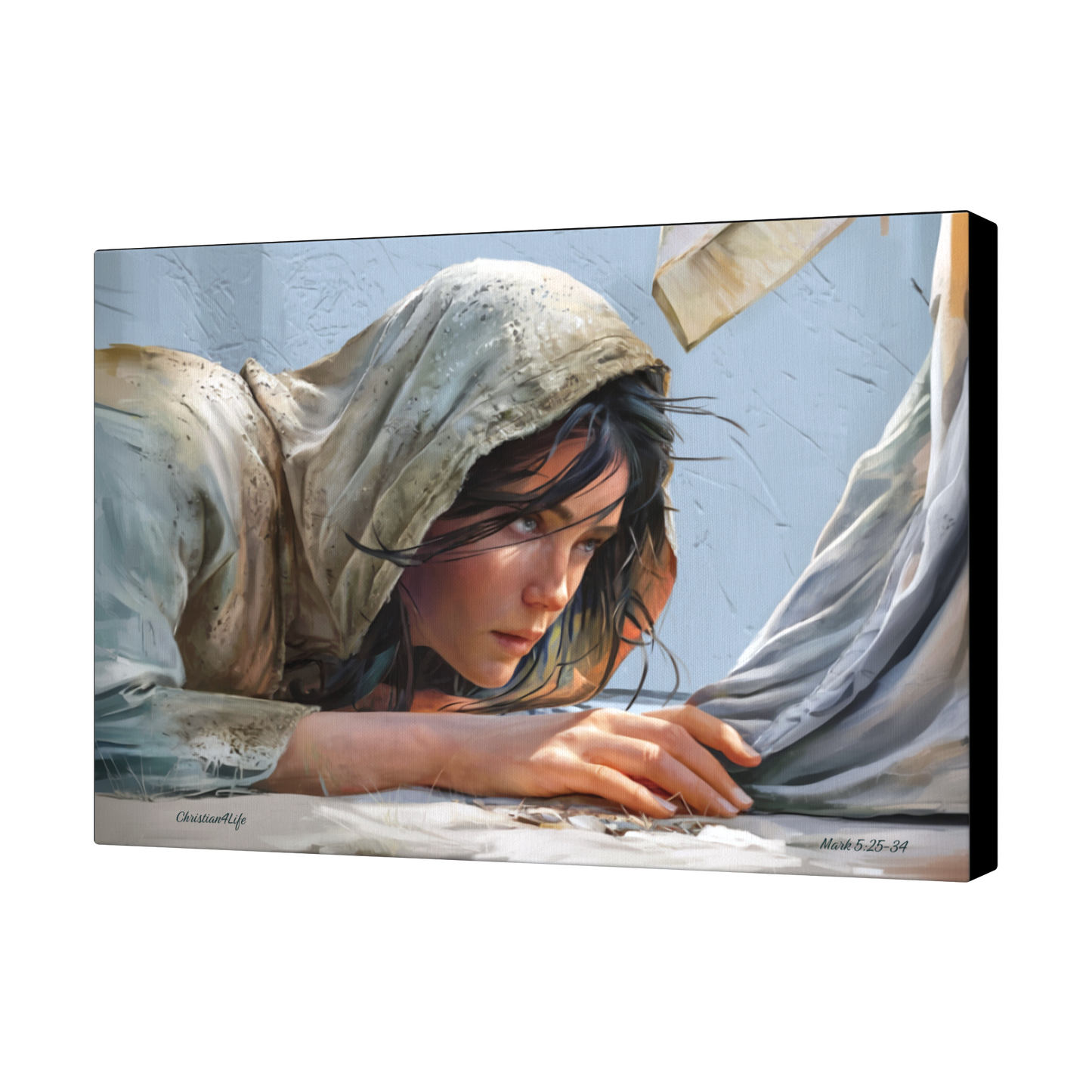 Woman Reaching to Touch the Hem of Jesus' Garment - Christian Gallery Wrapped Canvas Art Print