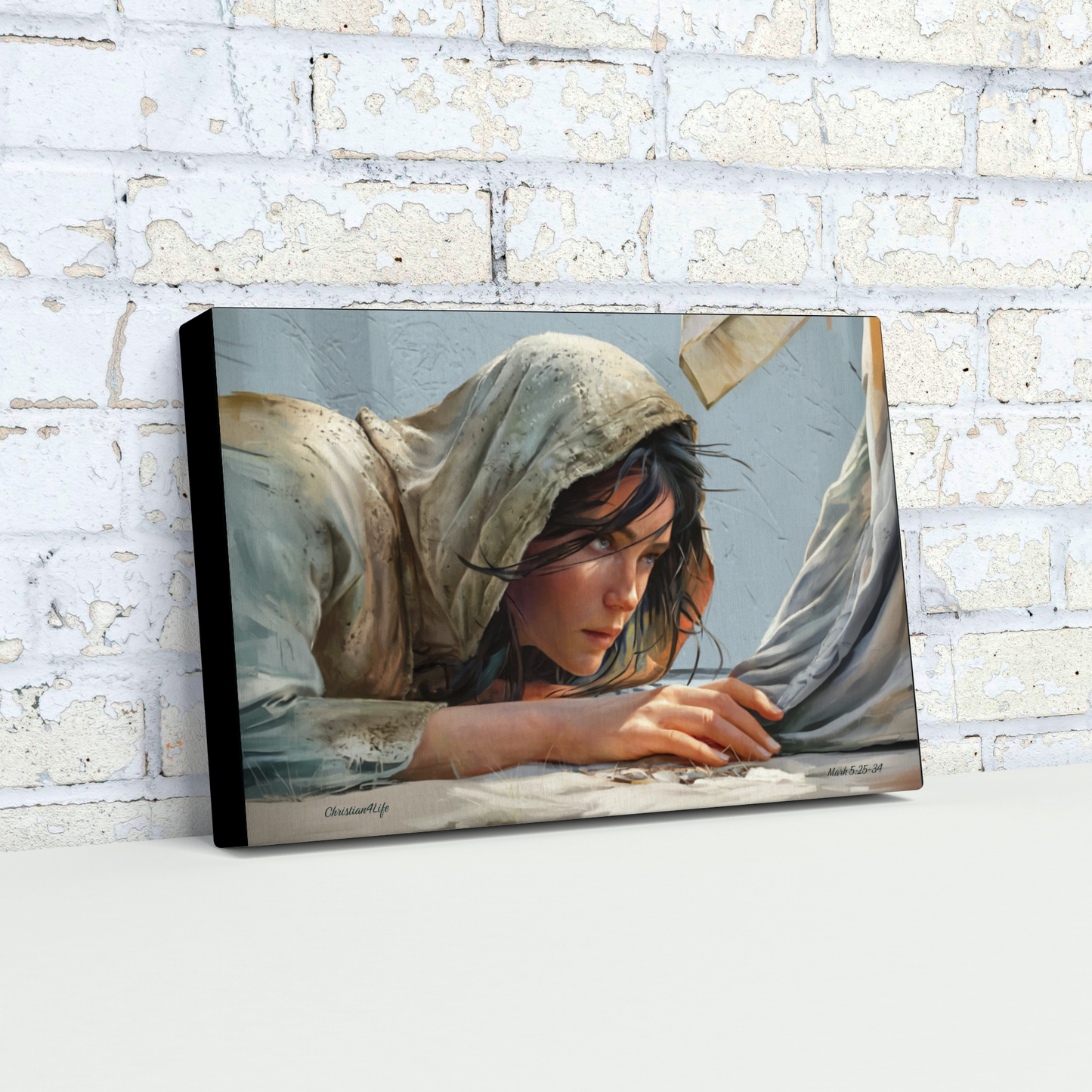 Woman Reaching to Touch the Hem of Jesus' Garment - Christian Gallery Wrapped Canvas Art Print