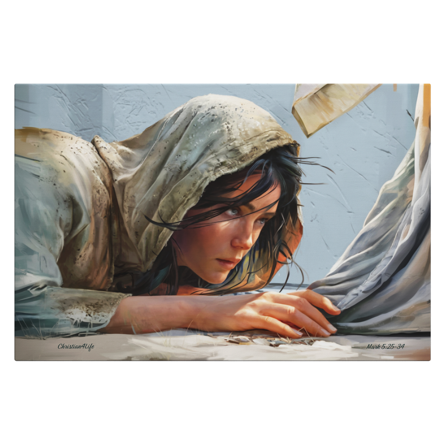 Woman Reaching to Touch the Hem of Jesus' Garment - Christian Gallery Wrapped Canvas Art Print