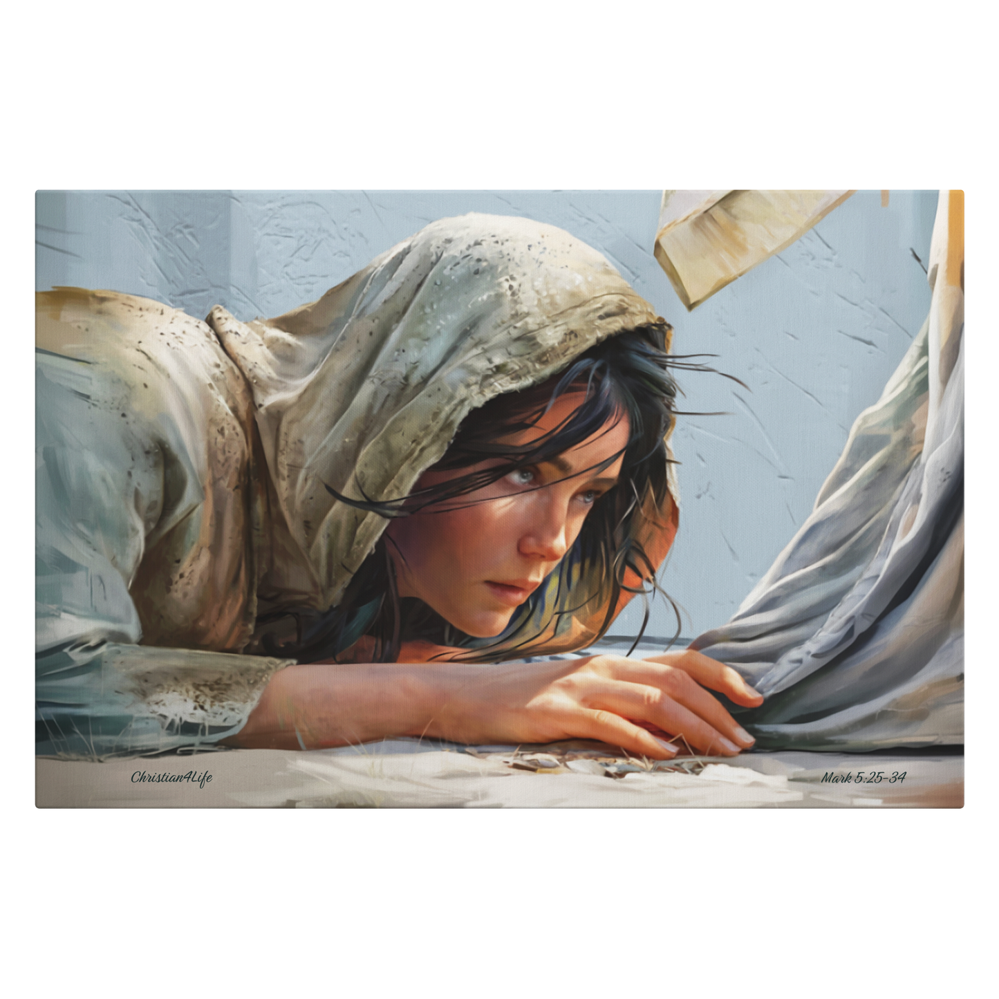 Woman Reaching to Touch the Hem of Jesus' Garment - Christian Gallery Wrapped Canvas Art Print