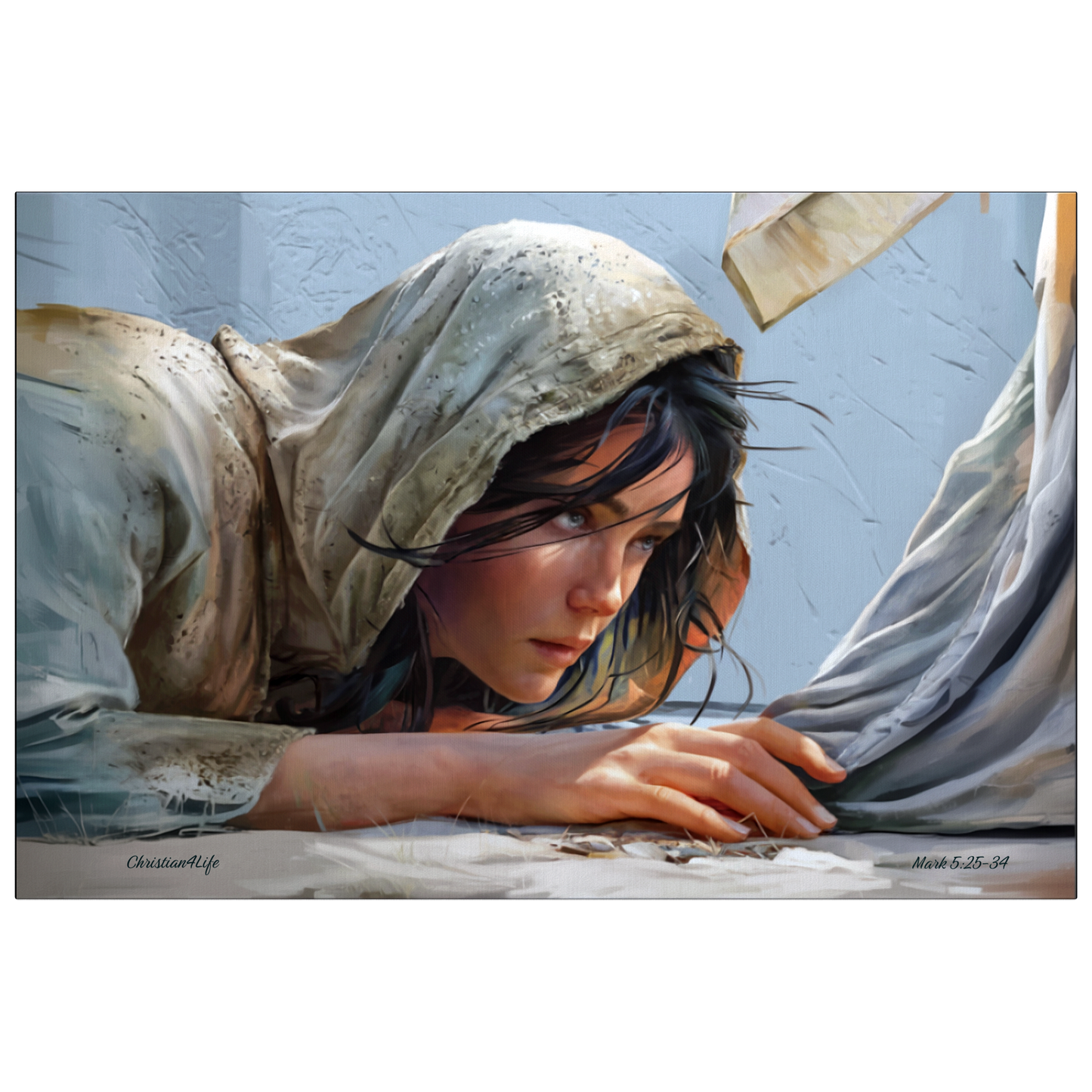 Woman Reaching to Touch the Hem of Jesus' Garment - Christian Gallery Wrapped Canvas Art Print
