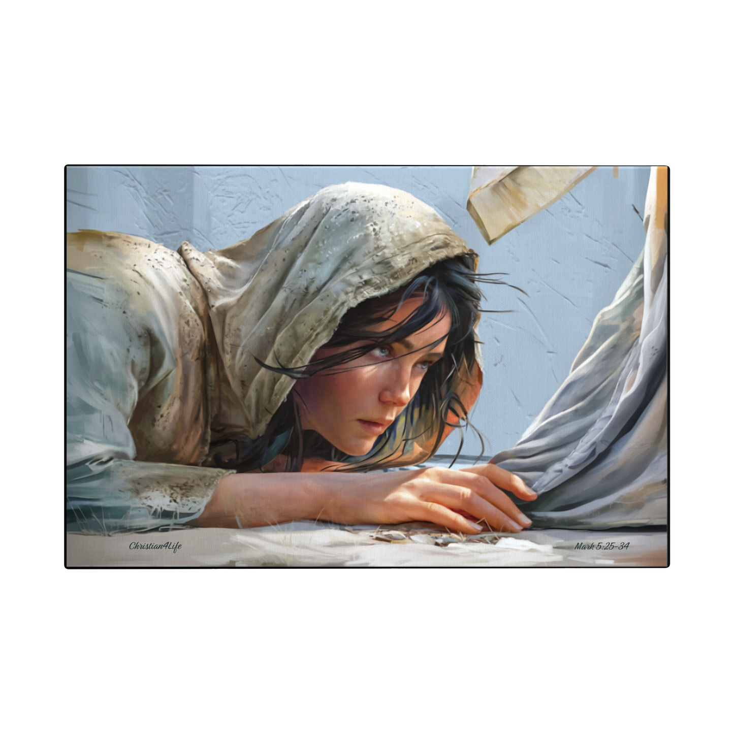 Woman Reaching to Touch the Hem of Jesus' Garment - Christian Gallery Wrapped Canvas Art Print