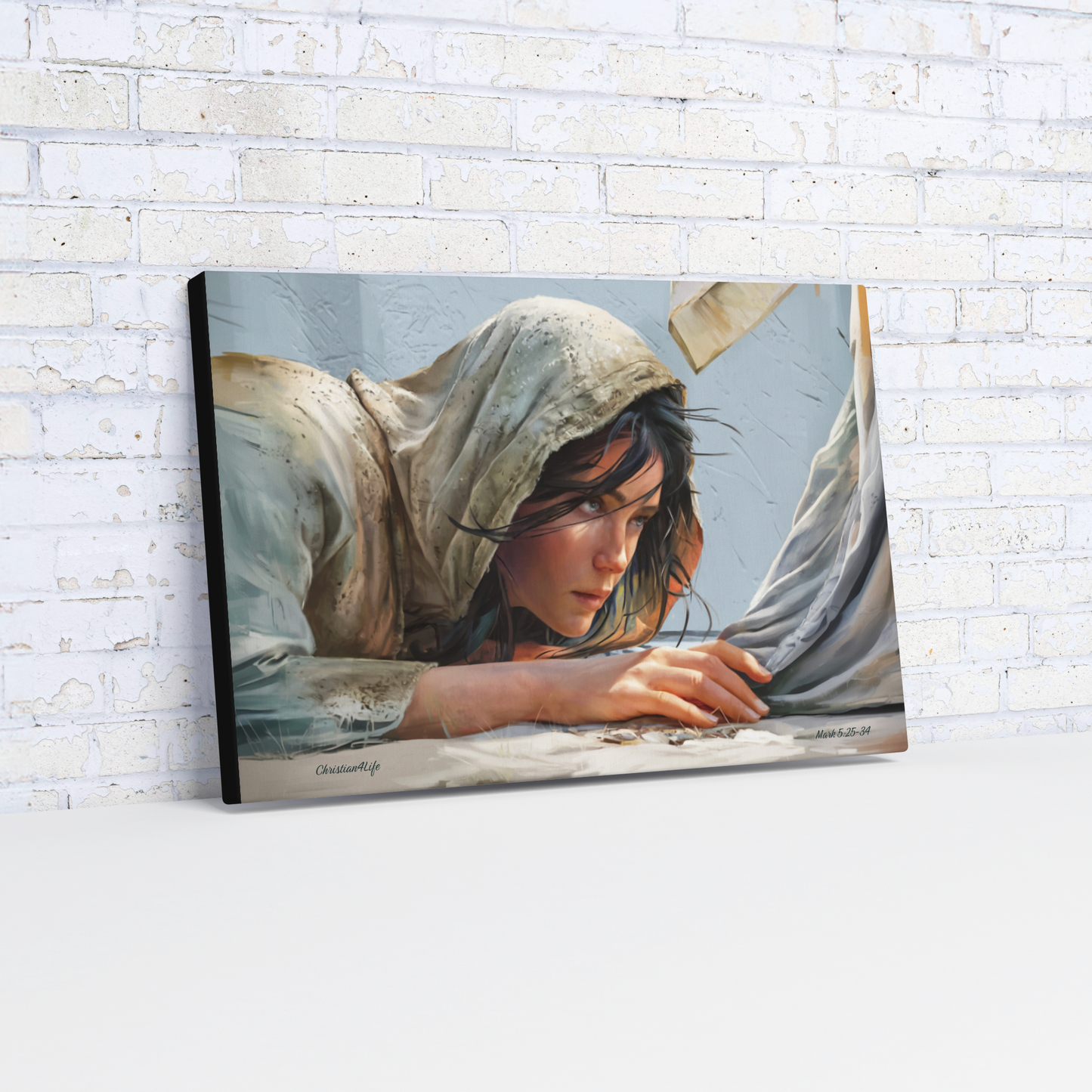 Woman Reaching to Touch the Hem of Jesus' Garment - Christian Gallery Wrapped Canvas Art Print