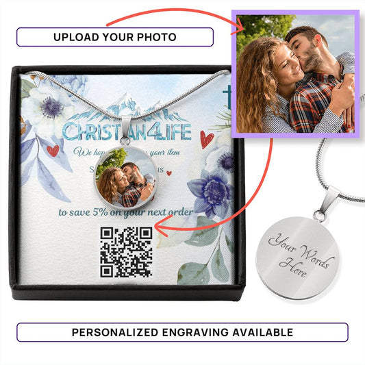 Circle Pendant Personalized by You (Photo and message) - Luxury Necklace (.316 Surgical Steel) / Yes - Jewelry