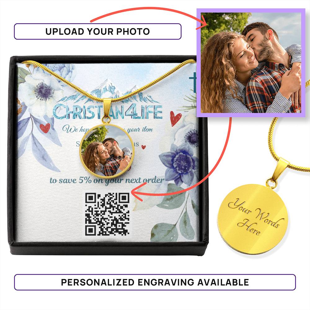 Circle Pendant Personalized by You (Photo and message) - Luxury Necklace (18k Yellow Gold Finish) / Yes - Jewelry