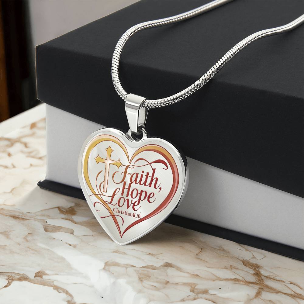 ’Faith Hope Love’ Heart Necklace with Your Personalized Message on the back - Jewelry