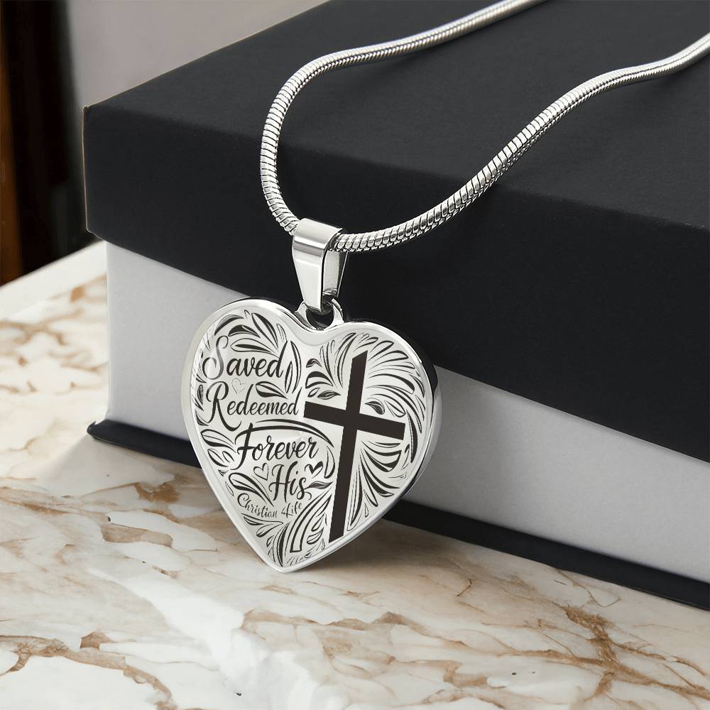 ’Saved Redeemed Forever His’ - personalized heart necklace - Jewelry