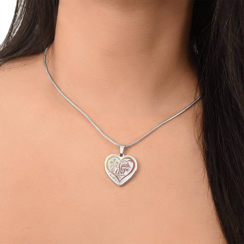 ’Faith Hope Love’ Heart Necklace with Your Personalized Message on the back - Jewelry