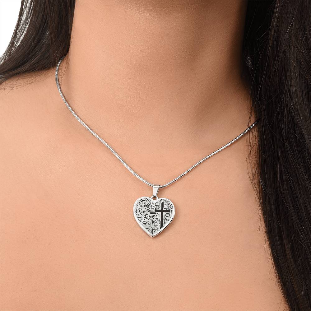 ’Saved Redeemed Forever His’ - personalized heart necklace - Jewelry