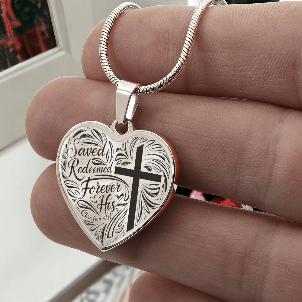 ’Saved Redeemed Forever His’ - personalized heart necklace - Jewelry