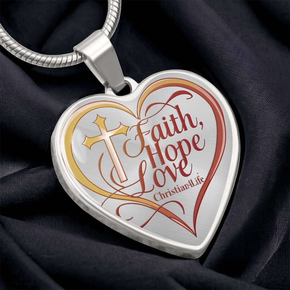 ’Faith Hope Love’ Heart Necklace with Your Personalized Message on the back - Jewelry