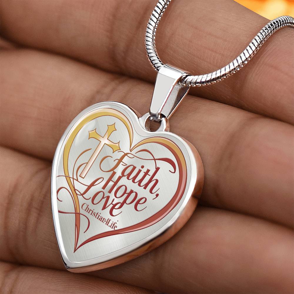 ’Faith Hope Love’ Heart Necklace with Your Personalized Message on the back - Jewelry
