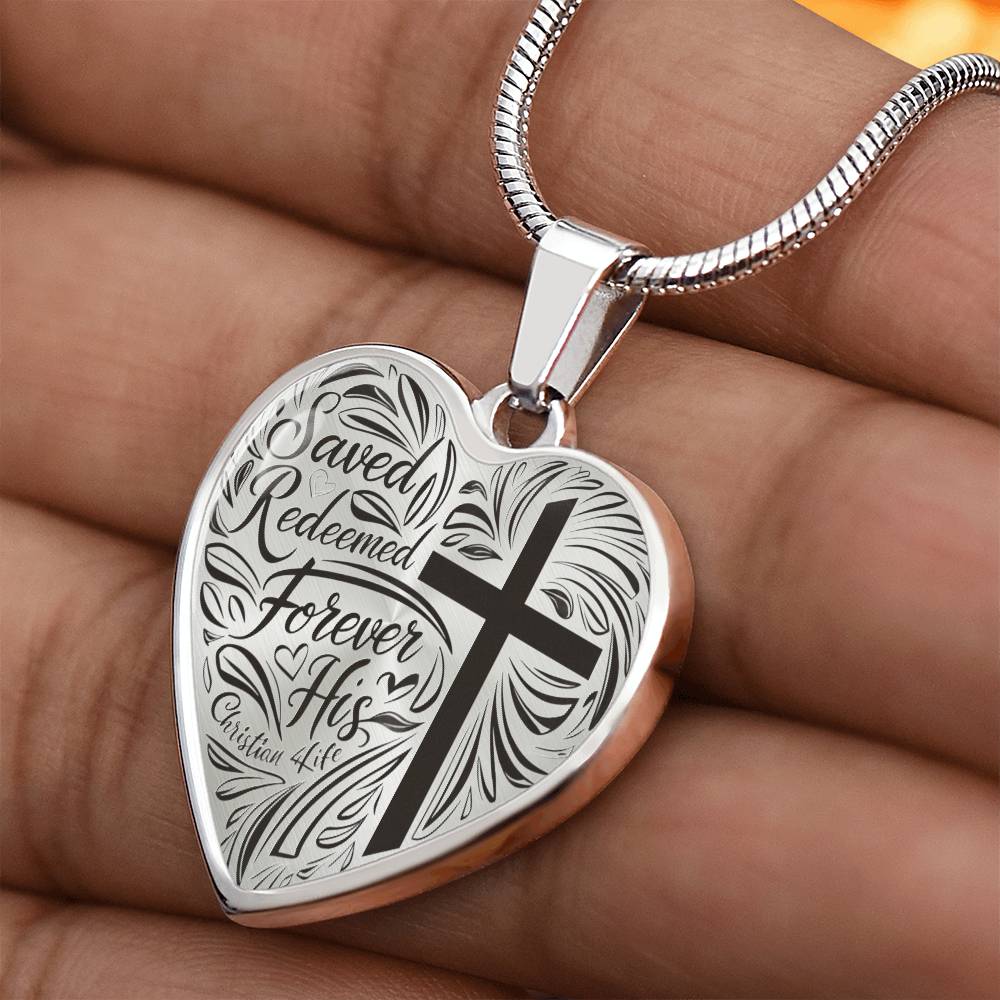 ’Saved Redeemed Forever His’ - personalized heart necklace - Jewelry