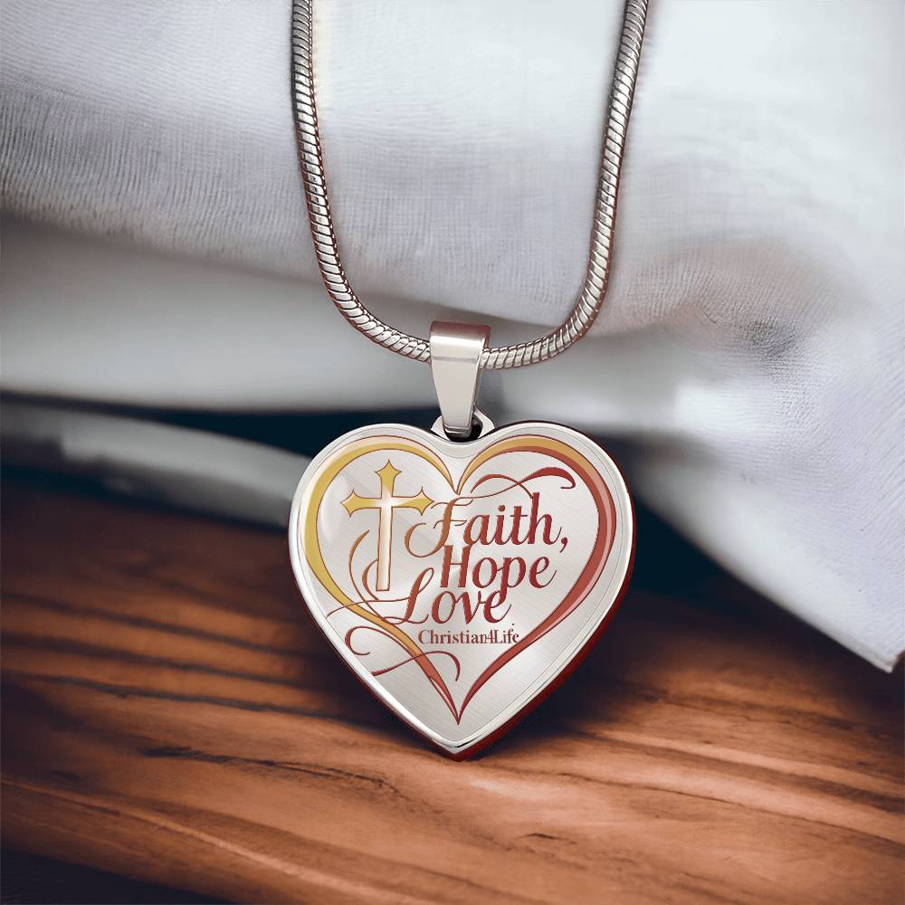 ’Faith Hope Love’ Heart Necklace with Your Personalized Message on the back - Jewelry