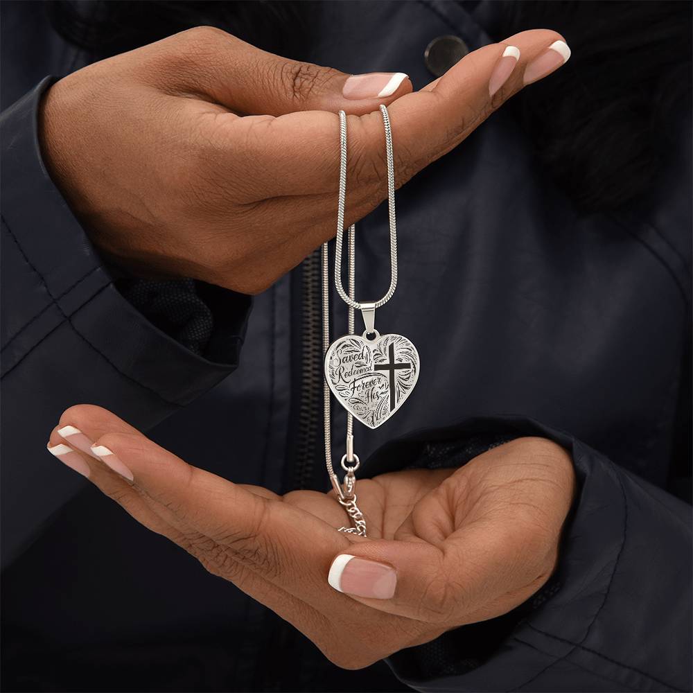 ’Saved Redeemed Forever His’ - personalized heart necklace - Jewelry