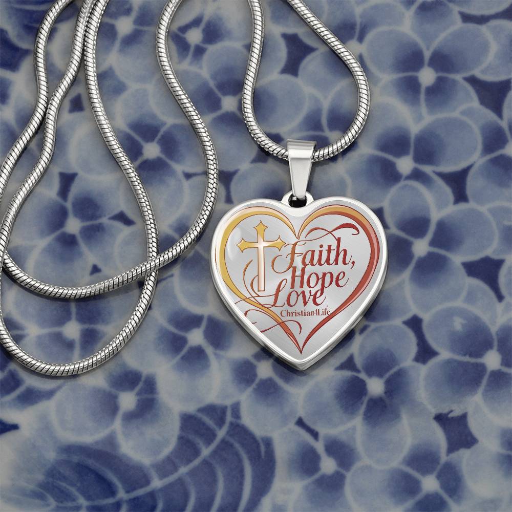 ’Faith Hope Love’ Heart Necklace with Your Personalized Message on the back - Jewelry