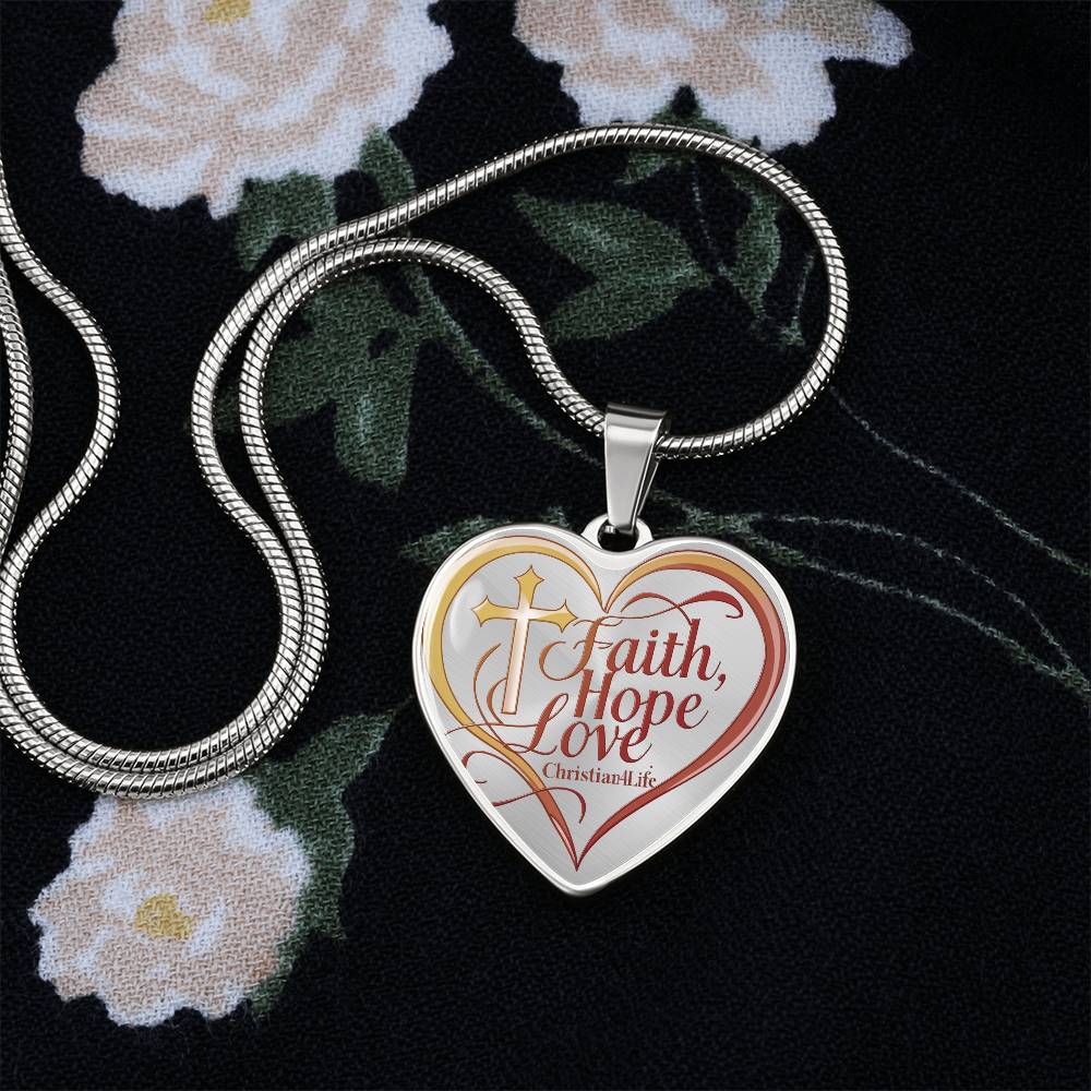 ’Faith Hope Love’ Heart Necklace with Your Personalized Message on the back - Jewelry