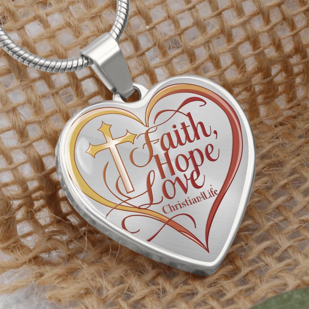’Faith Hope Love’ Heart Necklace with Your Personalized Message on the back - Jewelry