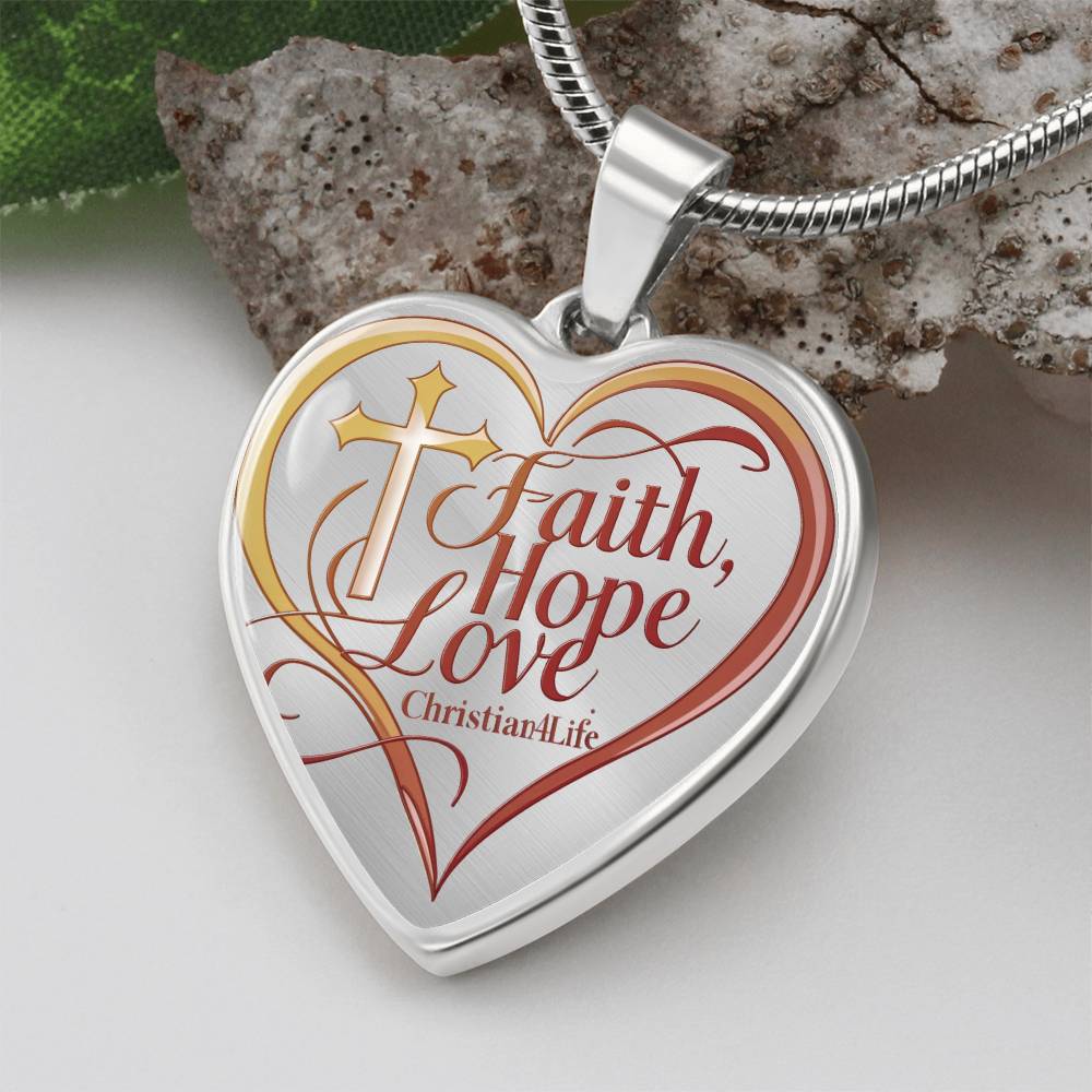 ’Faith Hope Love’ Heart Necklace with Your Personalized Message on the back - Jewelry
