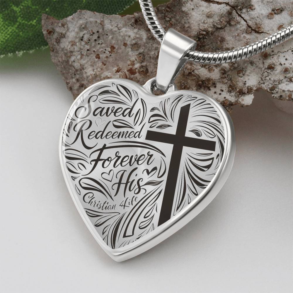 ’Saved Redeemed Forever His’ - personalized heart necklace - Jewelry
