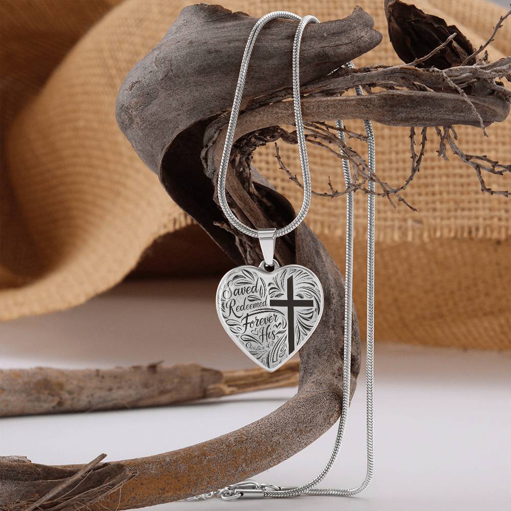 ’Saved Redeemed Forever His’ - personalized heart necklace - Jewelry