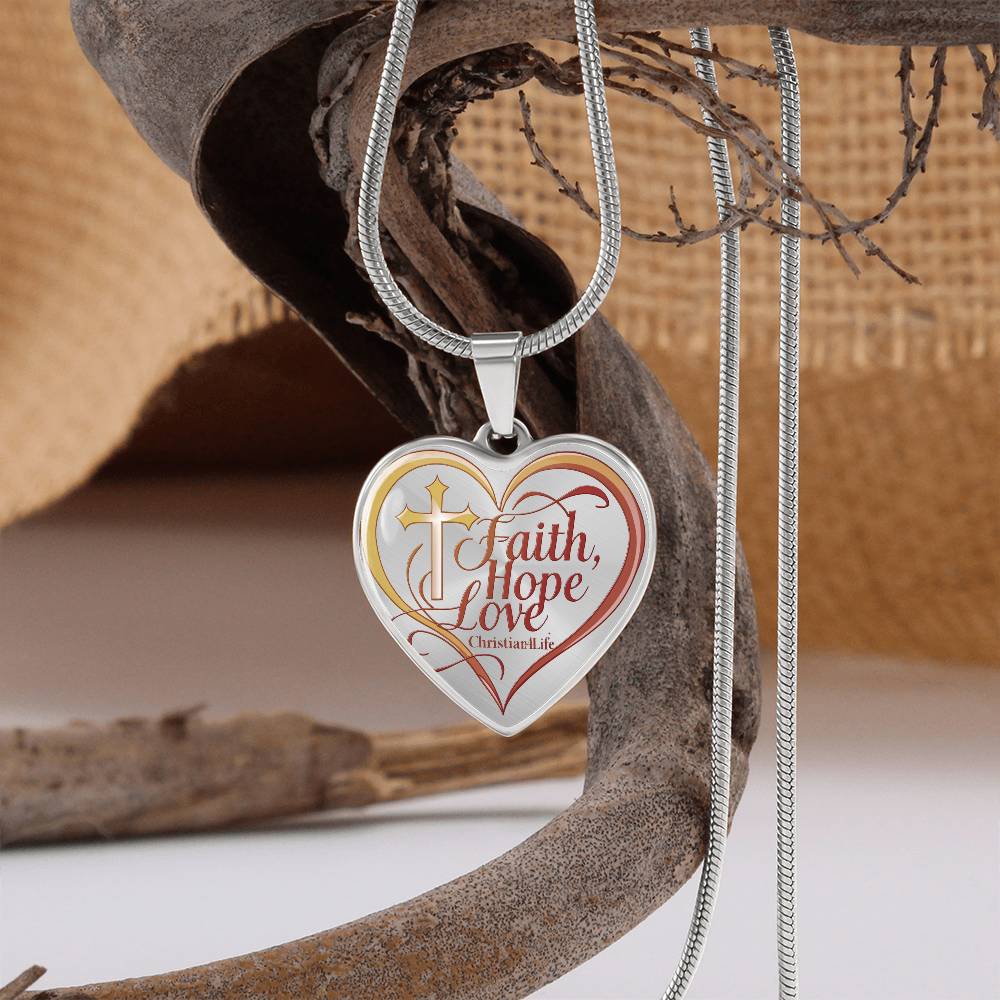 ’Faith Hope Love’ Heart Necklace with Your Personalized Message on the back - Jewelry