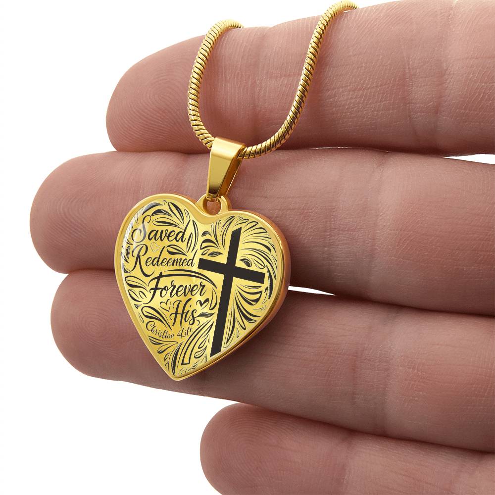 ’Saved Redeemed Forever His’ - personalized heart necklace - Jewelry