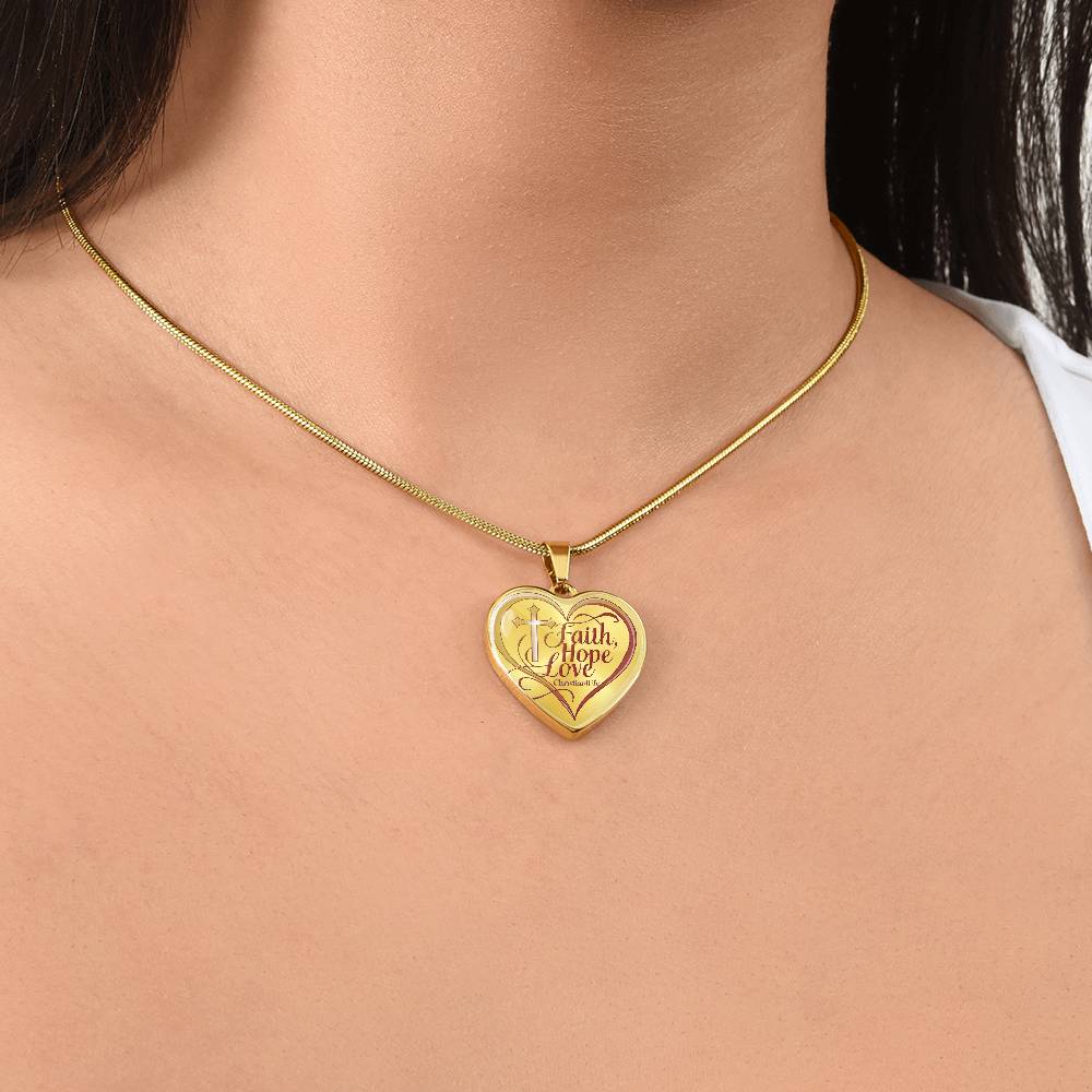 ’Faith Hope Love’ Heart Necklace with Your Personalized Message on the back - Jewelry