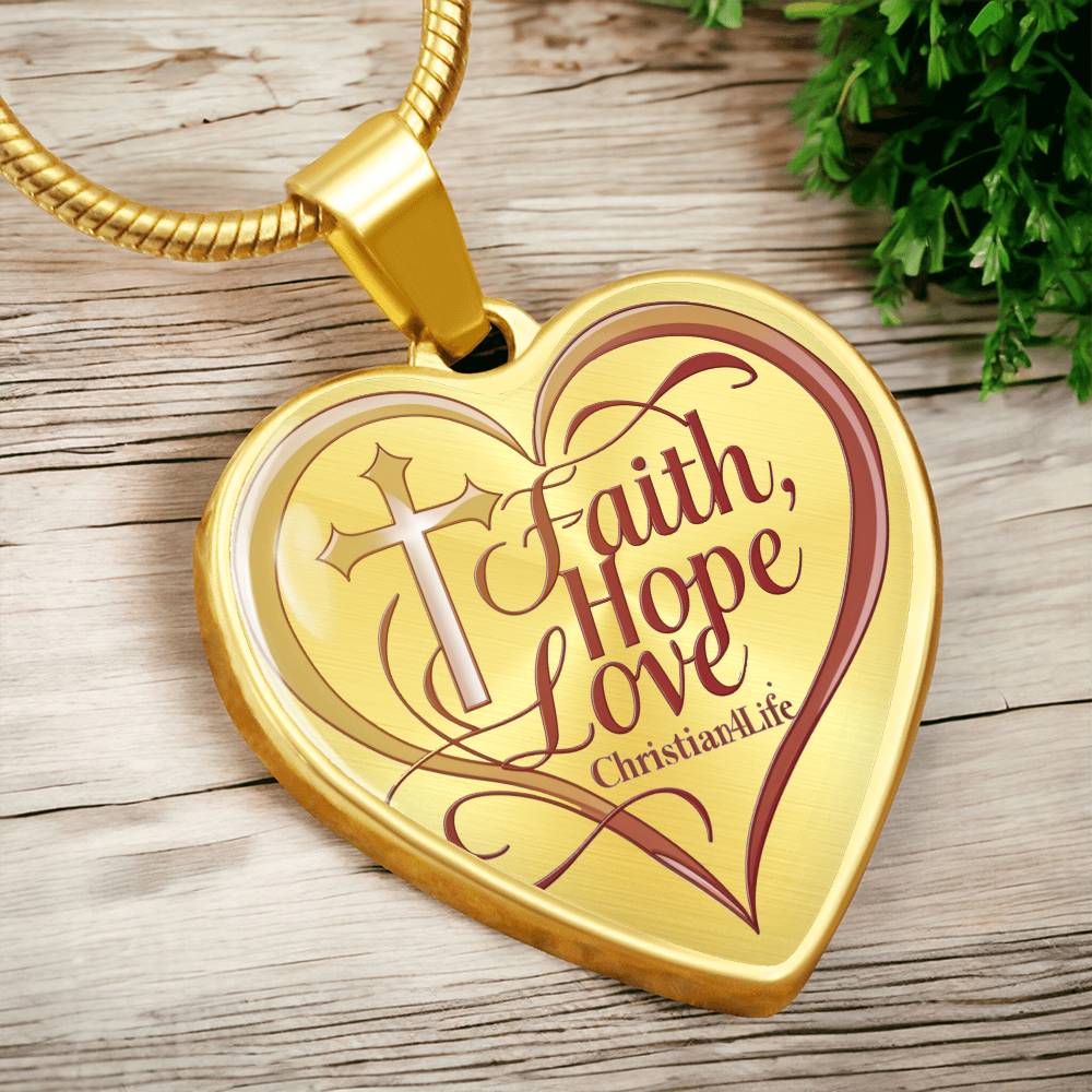 ’Faith Hope Love’ Heart Necklace with Your Personalized Message on the back - Jewelry