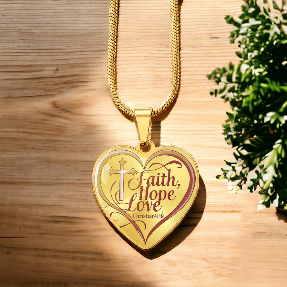 ’Faith Hope Love’ Heart Necklace with Your Personalized Message on the back - Jewelry