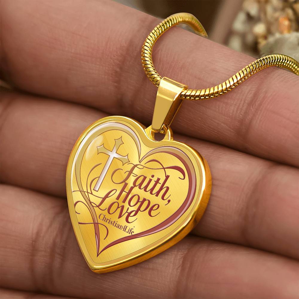 ’Faith Hope Love’ Heart Necklace with Your Personalized Message on the back - Jewelry