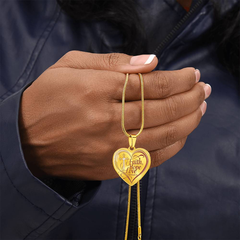 ’Faith Hope Love’ Heart Necklace with Your Personalized Message on the back - Jewelry