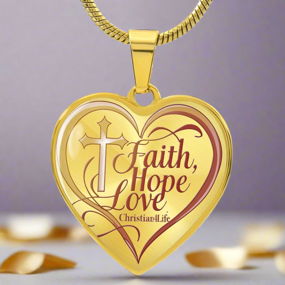 ’Faith Hope Love’ Heart Necklace with Your Personalized Message on the back - Luxury Necklace (Gold) / No - Jewelry