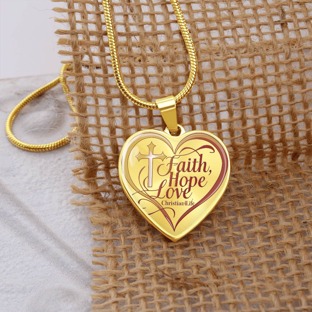 ’Faith Hope Love’ Heart Necklace with Your Personalized Message on the back - Jewelry