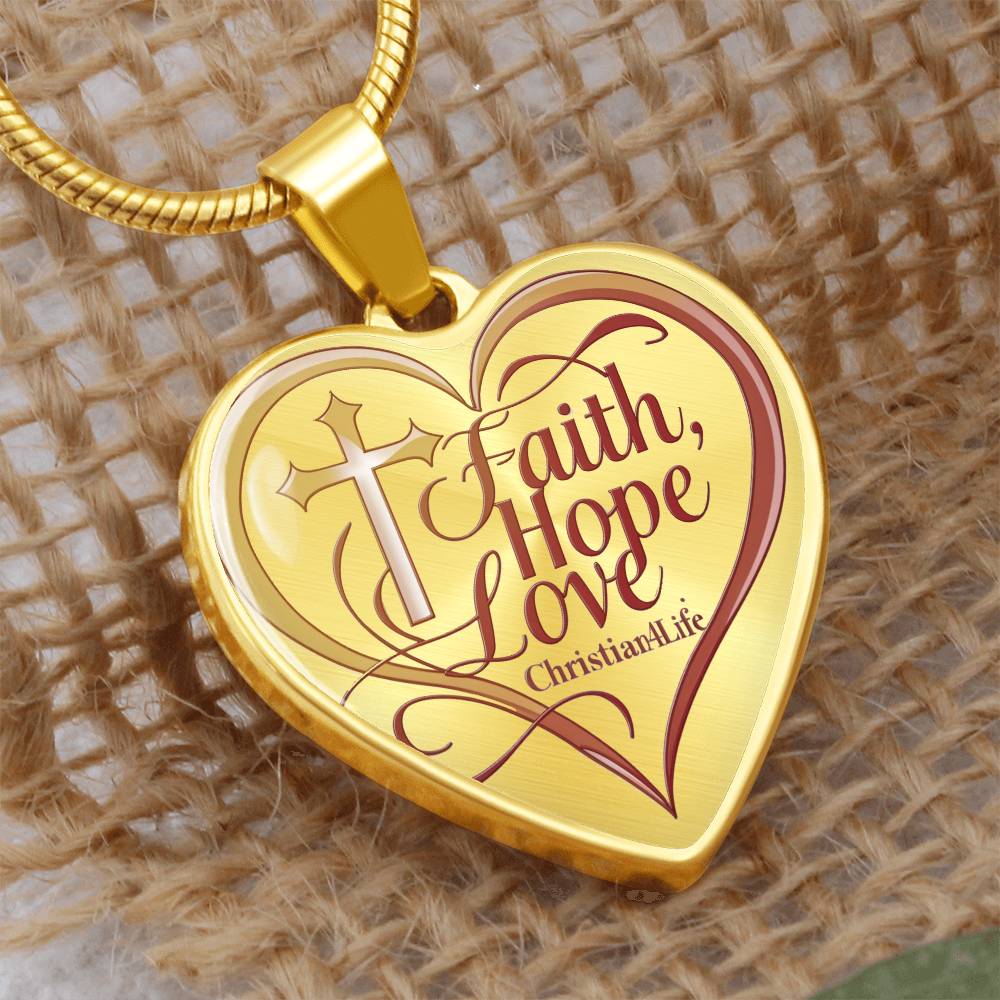 ’Faith Hope Love’ Heart Necklace with Your Personalized Message on the back - Jewelry