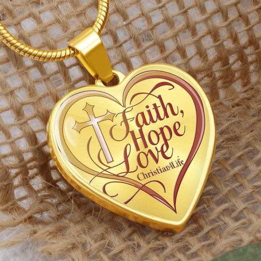 ’Faith Hope Love’ Heart Necklace with Your Personalized Message on the back - Jewelry