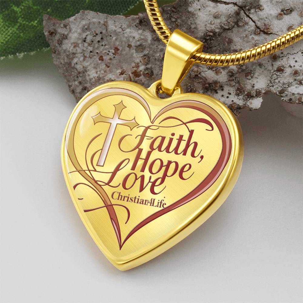 ’Faith Hope Love’ Heart Necklace with Your Personalized Message on the back - Jewelry