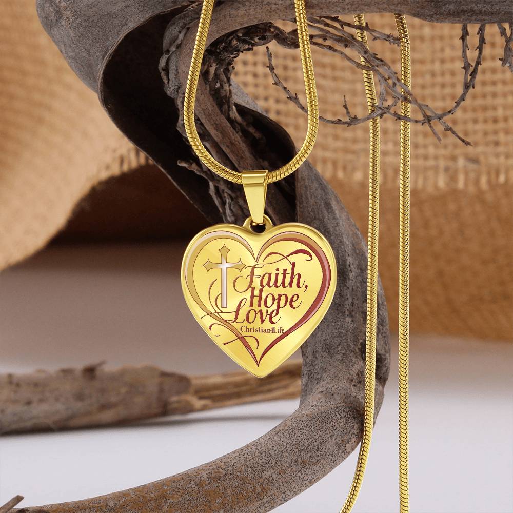 ’Faith Hope Love’ Heart Necklace with Your Personalized Message on the back - Jewelry