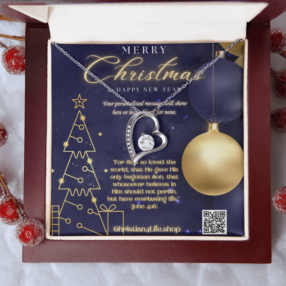 Forever Love Necklace with Christmas insert and optional custom message - Jewelry