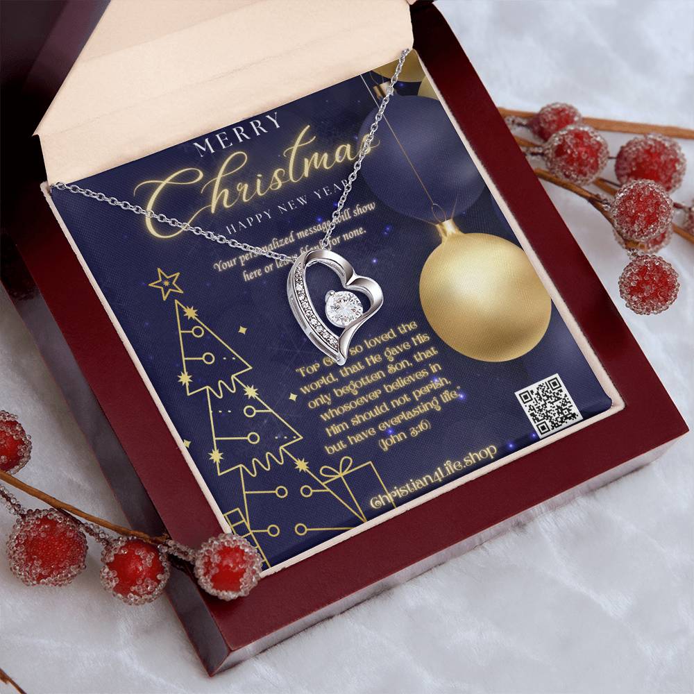 Forever Love Necklace with Christmas insert and optional custom message - Jewelry