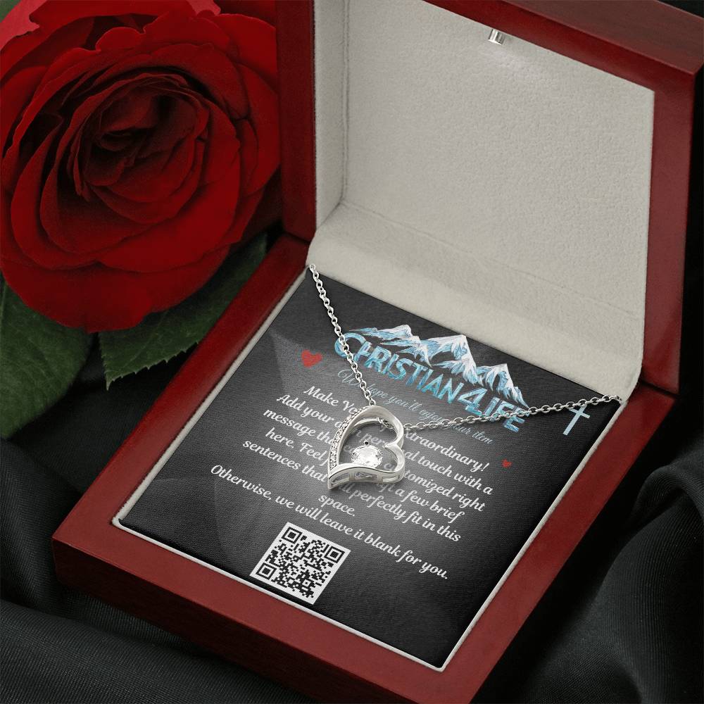 Forever Love Heart Necklace with Personalized Message Card (black) - Jewelry