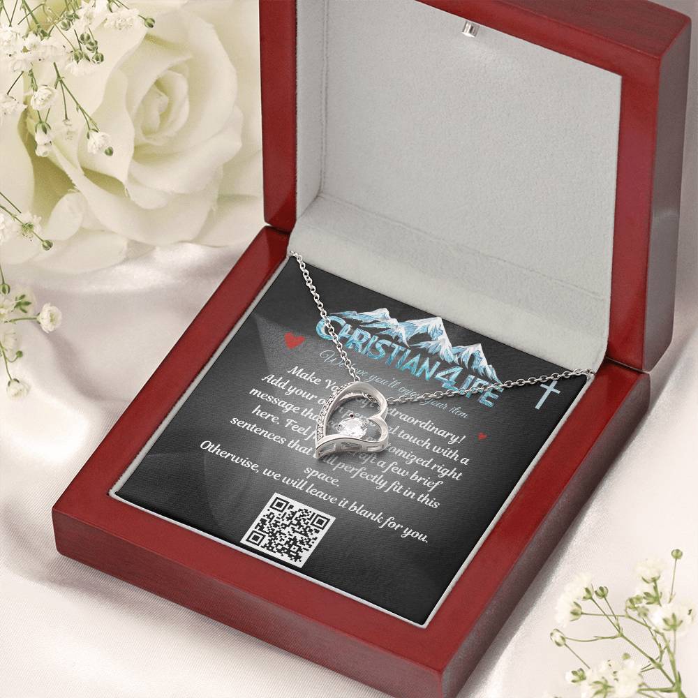 Forever Love Heart Necklace with Personalized Message Card (black) - Jewelry
