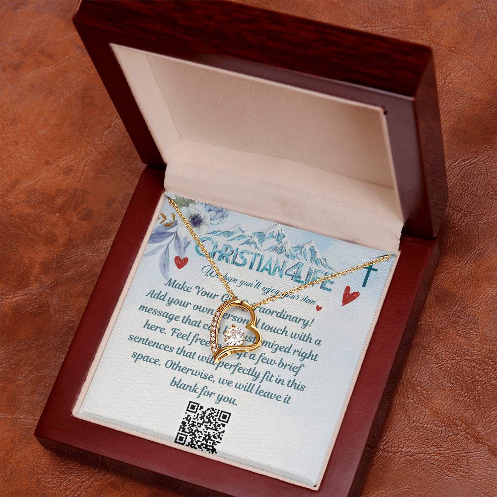 Forever Love Heart Necklace with Personalized Message Card - Jewelry
